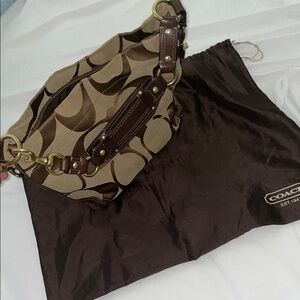 Coach Brown and Tan Signature Bag